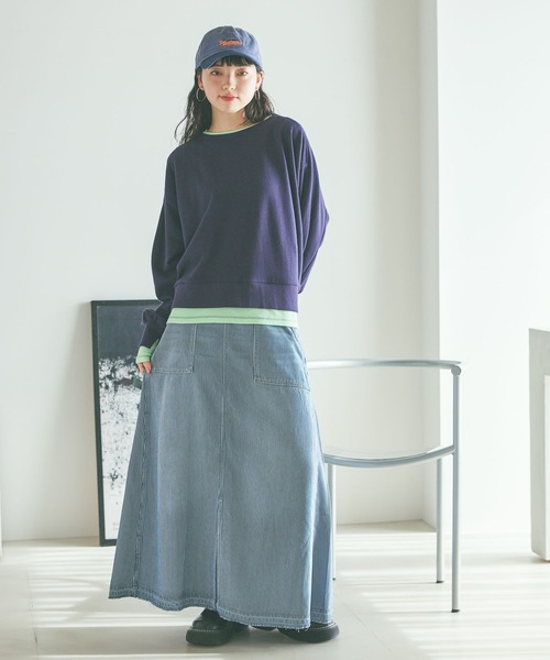 NKJ 2026SS] スリットロングデニムスカート（デニムスカート）｜niko