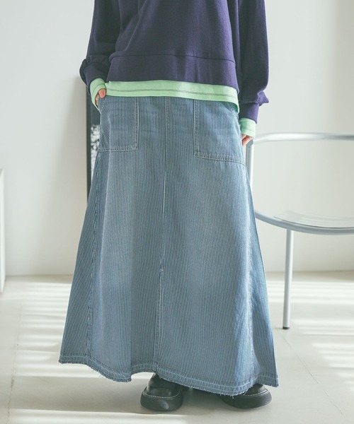 NKJ 2026SS] スリットロングデニムスカート（デニムスカート）｜niko