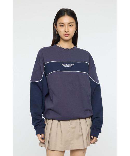 MOUSSY（マウジー）の「【26年SS新作】BLOCK PANEL スウェットシャツ（スウェット・レディース・ネイビー/ライトブラック/杢グレー・FREE）」の3枚目の写真