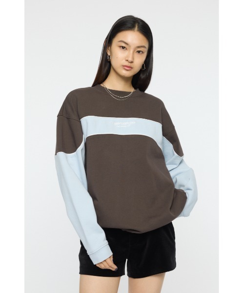 MOUSSY（マウジー）の「【26年SS新作】BLOCK PANEL スウェットシャツ（スウェット・レディース・ネイビー/ライトブラック/杢グレー・FREE）」の2枚目の写真