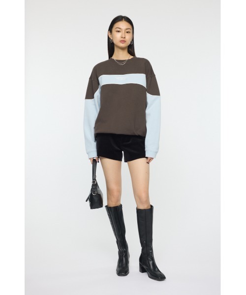 MOUSSY（マウジー）の「【26年SS新作】BLOCK PANEL スウェットシャツ（スウェット・レディース・ネイビー/ライトブラック/杢グレー・FREE）」の5枚目の写真