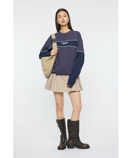 MOUSSY（マウジー）の「【26年SS新作】BLOCK PANEL スウェットシャツ（スウェット・レディース・ネイビー/ライトブラック/杢グレー・FREE）」の11枚目の写真