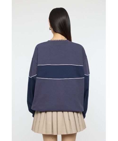 MOUSSY（マウジー）の「【26年SS新作】BLOCK PANEL スウェットシャツ（スウェット・レディース・ネイビー/ライトブラック/杢グレー・FREE）」の14枚目の写真