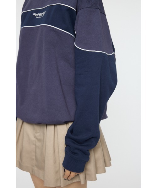 MOUSSY（マウジー）の「【26年SS新作】BLOCK PANEL スウェットシャツ（スウェット・レディース・ネイビー/ライトブラック/杢グレー・FREE）」の16枚目の写真