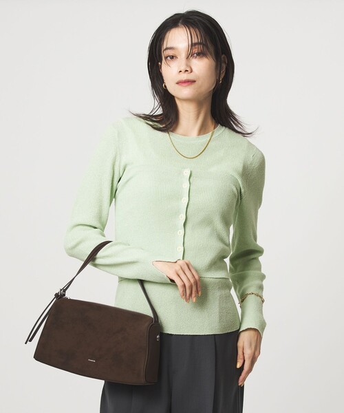 green label relaxing(グリーンレーベルリラクシング)の「リブ ニット ビスチェ ウォッシャブル(ベスト・レディース・オフホワイト/ブラック/ライム・FREE)」の3枚目の写真