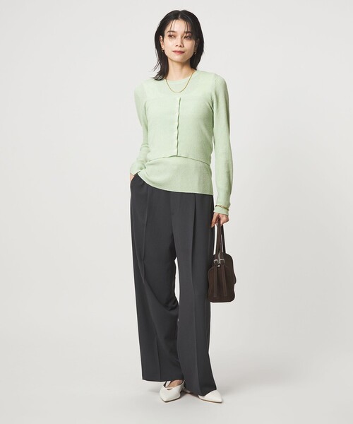 green label relaxing(グリーンレーベルリラクシング)の「リブ ニット ビスチェ ウォッシャブル(ベスト・レディース・オフホワイト/ブラック/ライム・FREE)」の5枚目の写真