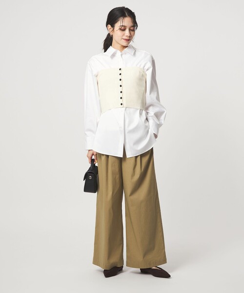green label relaxing(グリーンレーベルリラクシング)の「リブ ニット ビスチェ ウォッシャブル(ベスト・レディース・オフホワイト/ブラック/ライム・FREE)」の9枚目の写真