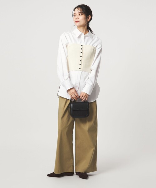 green label relaxing(グリーンレーベルリラクシング)の「リブ ニット ビスチェ ウォッシャブル(ベスト・レディース・オフホワイト/ブラック/ライム・FREE)」の10枚目の写真