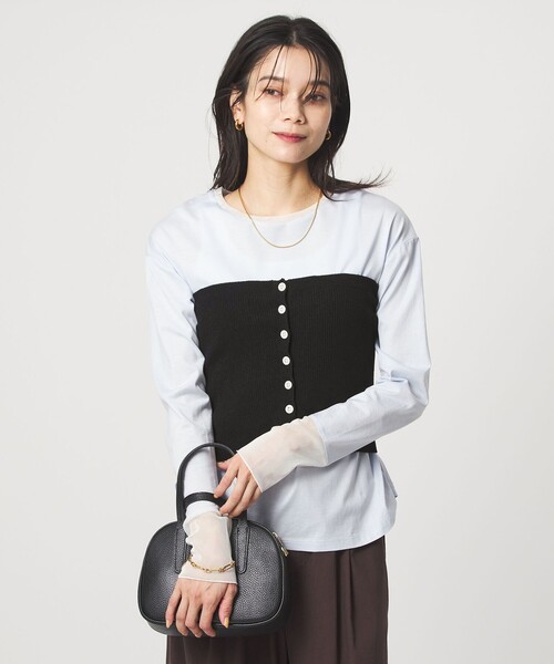 green label relaxing(グリーンレーベルリラクシング)の「リブ ニット ビスチェ ウォッシャブル(ベスト・レディース・オフホワイト/ブラック/ライム・FREE)」の12枚目の写真