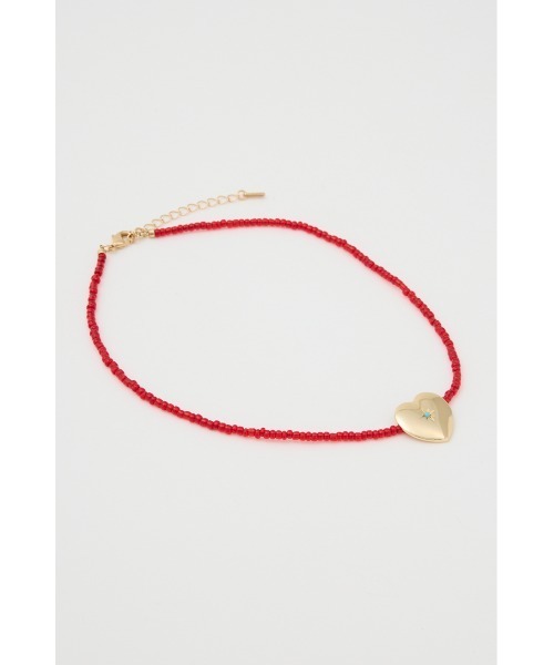 SLY（スライ）の「HEART MOTIF CHOKER ハートモチーフ チョーカー（ネックレス・レディース・レッド/ホワイト・FREE）」の7枚目の写真