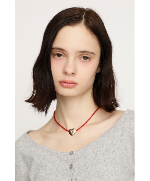 SLY（スライ）の「HEART MOTIF CHOKER ハートモチーフ チョーカー（ネックレス・レディース・レッド/ホワイト・FREE）」の10枚目の写真