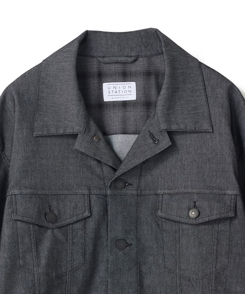 UNION STATION（ユニオンステーション）の「メッシュデニムトラッカージャケット〈ストレッチ・軽量・ハンドウォッシャブル・通気性〉（デニムジャケット・メンズ・ネイビー/ブラック・L/M）」の5枚目の写真