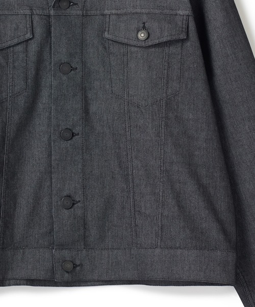 UNION STATION（ユニオンステーション）の「メッシュデニムトラッカージャケット〈ストレッチ・軽量・ハンドウォッシャブル・通気性〉（デニムジャケット・メンズ・ネイビー/ブラック・L/M）」の6枚目の写真