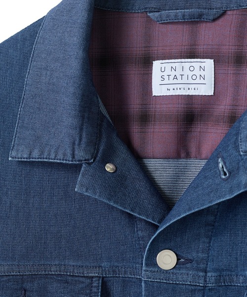 UNION STATION（ユニオンステーション）の「メッシュデニムトラッカージャケット〈ストレッチ・軽量・ハンドウォッシャブル・通気性〉（デニムジャケット・メンズ・ネイビー/ブラック・L/M）」の3枚目の写真