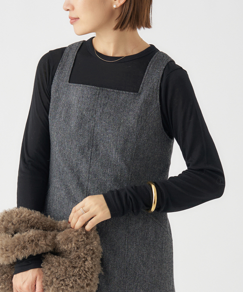 IENA(イエナ)の「《追加3》リヨセルカシミヤロングTシャツ(Tシャツ/カットソー・レディース・ブラック/ライトグレー/ホワイト/ピンク・FREE)」の1枚目の写真