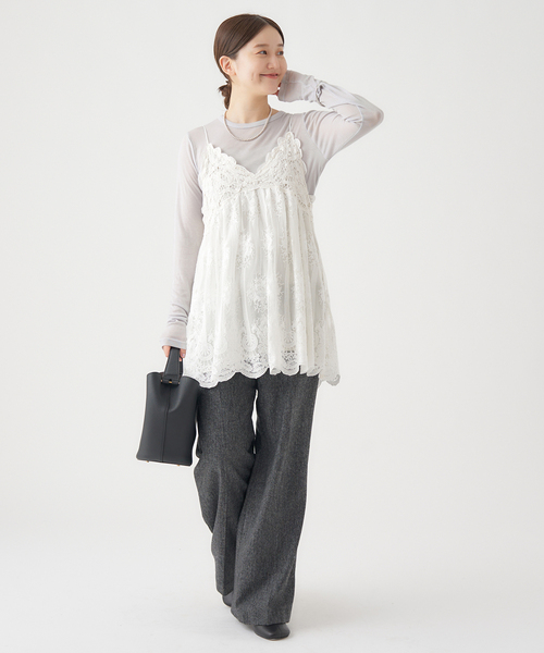 IENA(イエナ)の「《追加3》リヨセルカシミヤロングTシャツ(Tシャツ/カットソー・レディース・ブラック/ライトグレー/ホワイト/ピンク・FREE)」の22枚目の写真