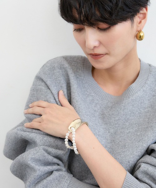 BARNYARDSTORM(バンヤードストーム)の「BARNYARDSTORM / パールメタルコンビブレスレット(バングル/リストバンド・レディース・ゴールド/シルバー・FREE)」の4枚目の写真