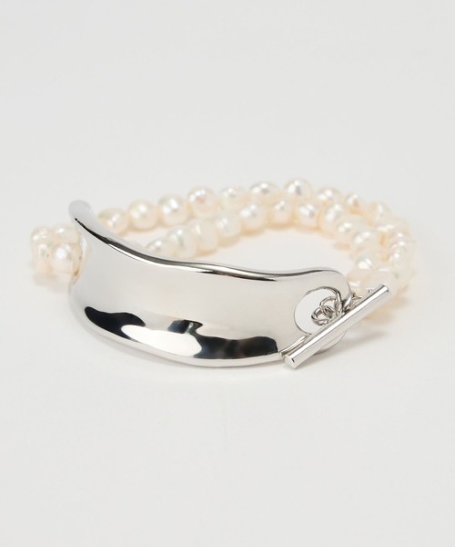 BARNYARDSTORM(バンヤードストーム)の「BARNYARDSTORM / パールメタルコンビブレスレット(バングル/リストバンド・レディース・ゴールド/シルバー・FREE)」の7枚目の写真