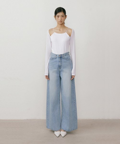 LUCIR ZU（ルシールズ）の「High Waist Wide Jeans (light blue)（デニムパンツ・レディース・その他・S/M）」の3枚目の写真
