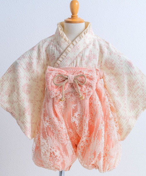 SweetMommy（スウィートマミー）の「2ピース ベビー袴 ロンパース ベビーアクセセット　[ひな祭り] [誕生日 記念日 お食い初め お宮参り]（着物・キッズ・ブルー/ピンク・50-70/80/90）」の20枚目の写真