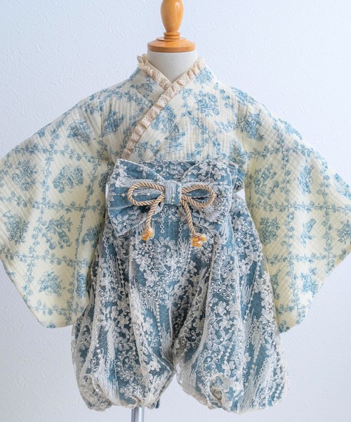 SweetMommy（スウィートマミー）の「2ピース ベビー袴 ロンパース ベビーアクセセット　[ひな祭り] [誕生日 記念日 お食い初め お宮参り]（着物・キッズ・ブルー/ピンク・50-70/80/90）」の21枚目の写真