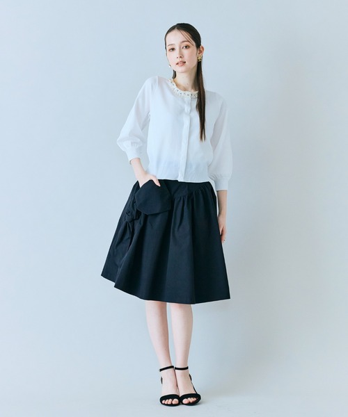 Audie a Muses(オーディアミューズ)の「【人気追加】タックリボンスカート(スカート・レディース・ブラック・38/40/42/36)」の2枚目の写真