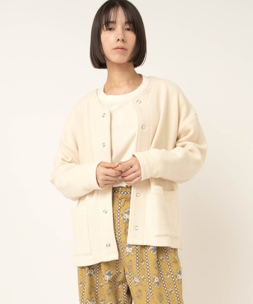 RNA-N（アールエヌエーエヌ）の「M2601 W FACEビッグスナップカーディガン（カーディガン/ボレロ・レディース・グリーン/ブラック/キナリ・FREE）」の4枚目の写真