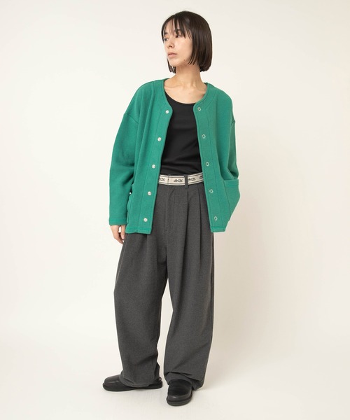 RNA-N（アールエヌエーエヌ）の「M2601 W FACEビッグスナップカーディガン（カーディガン/ボレロ・レディース・グリーン/ブラック/キナリ・FREE）」の19枚目の写真