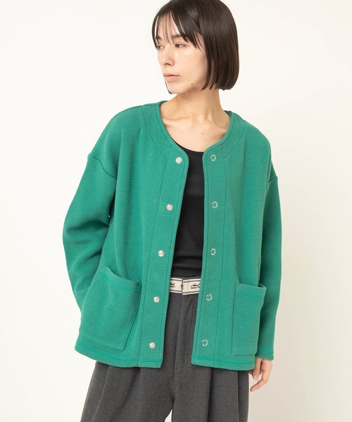 RNA-N（アールエヌエーエヌ）の「M2601 W FACEビッグスナップカーディガン（カーディガン/ボレロ・レディース・グリーン/ブラック/キナリ・FREE）」の12枚目の写真