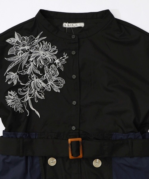 iS ScoLar(イズスカラー)の「561201:花刺繍トレンチコート風 異素材切替ワンピース(ワンピース・レディース・カーキ/ブラック/アイボリー・M)」の20枚目の写真