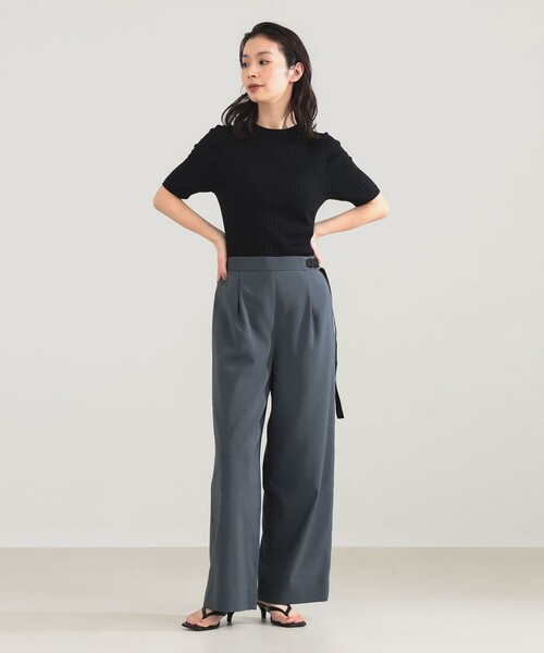 Demi-Luxe BEAMS(デミルクス ビームス)の「AK+1 / シアー サイドベルト パンツ(その他パンツ・レディース・グレー/ブラック・38/36)」の3枚目の写真