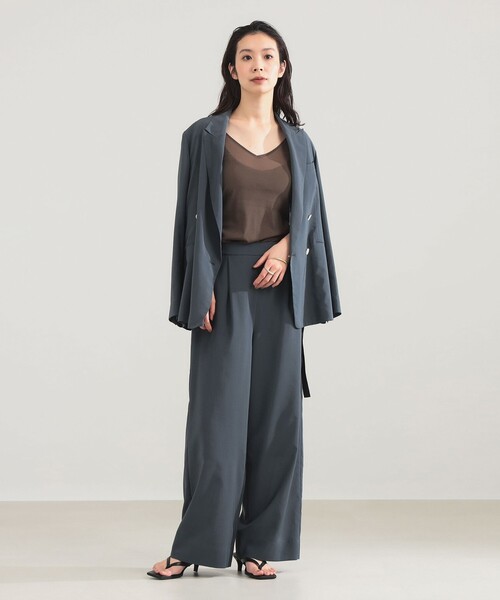 Demi-Luxe BEAMS(デミルクス ビームス)の「AK+1 / シアー サイドベルト パンツ(その他パンツ・レディース・グレー/ブラック・38/36)」の6枚目の写真