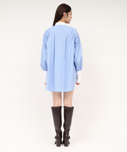 ROYAL PARTY（ロイヤルパーティー）の「ビッグボウタイストライプシャツ（シャツ/ブラウス・レディース・その他/ブルー/オフホワイト・FREE）」の4枚目の写真