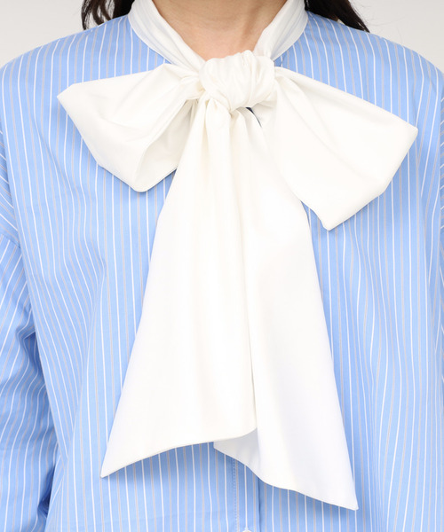 ROYAL PARTY（ロイヤルパーティー）の「ビッグボウタイストライプシャツ（シャツ/ブラウス・レディース・その他/ブルー/オフホワイト・FREE）」の6枚目の写真