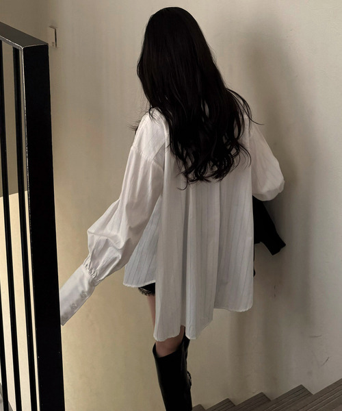 ROYAL PARTY（ロイヤルパーティー）の「ビッグボウタイストライプシャツ（シャツ/ブラウス・レディース・その他/ブルー/オフホワイト・FREE）」の12枚目の写真