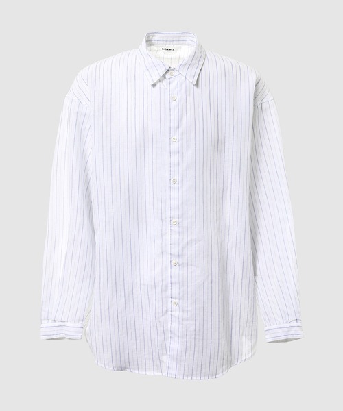 DIGAWEL(ディガウェル)の「Oversized stripe shirt(シャツ/ブラウス・メンズ・ブルー/ブラック・2/1)」の2枚目の写真