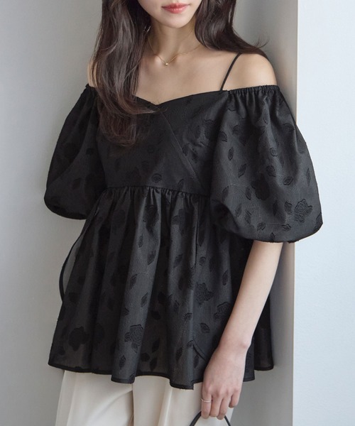 2wayオフショル花柄ペプラムトップス（シャツ/ブラウス）｜CHAN ME