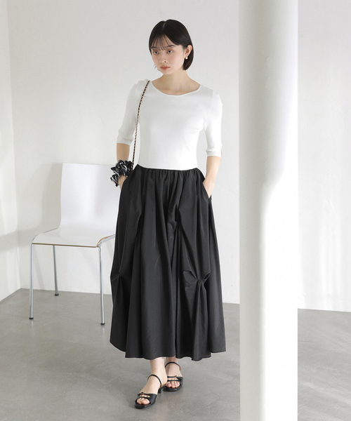 La TOTALITE（ラトータリテ）の「【洗える】タックデザインドッキングワンピース（ワンピース・レディース・ホワイト系その他/イエロー・38/36）」の3枚目の写真