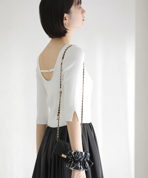 La TOTALITE（ラトータリテ）の「【洗える】タックデザインドッキングワンピース（ワンピース・レディース・ホワイト系その他/イエロー・38/36）」の9枚目の写真