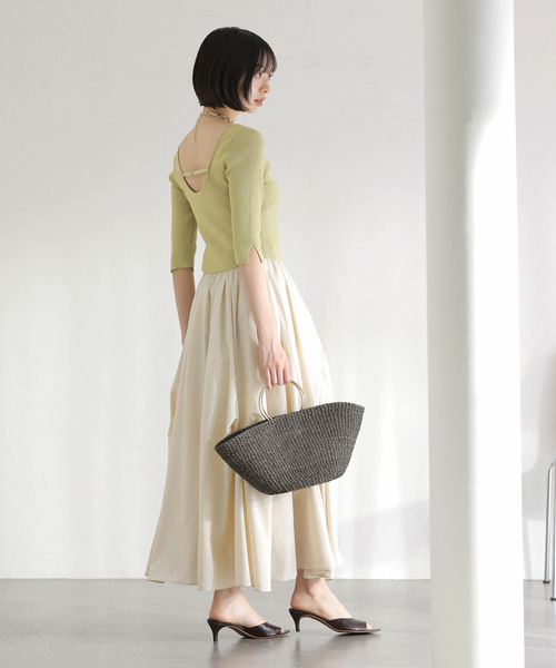 La TOTALITE（ラトータリテ）の「【洗える】タックデザインドッキングワンピース（ワンピース・レディース・ホワイト系その他/イエロー・38/36）」の12枚目の写真