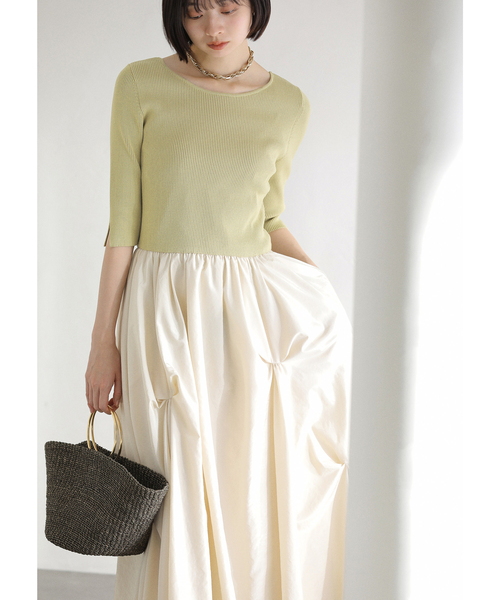 La TOTALITE（ラトータリテ）の「【洗える】タックデザインドッキングワンピース（ワンピース・レディース・ホワイト系その他/イエロー・38/36）」の14枚目の写真