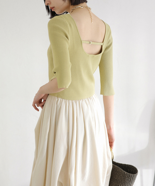La TOTALITE（ラトータリテ）の「【洗える】タックデザインドッキングワンピース（ワンピース・レディース・ホワイト系その他/イエロー・38/36）」の16枚目の写真