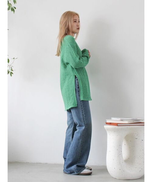 Ungrid(アングリッド)の「透かし編みルーズニット(ニット/セーター・レディース・グリーン/ベージュ/ブラック・FREE)」の12枚目の写真