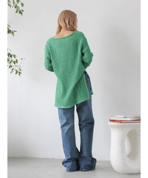 Ungrid(アングリッド)の「透かし編みルーズニット(ニット/セーター・レディース・グリーン/ベージュ/ブラック・FREE)」の13枚目の写真