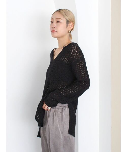 Ungrid(アングリッド)の「透かし編みルーズニット(ニット/セーター・レディース・グリーン/ベージュ/ブラック・FREE)」の15枚目の写真
