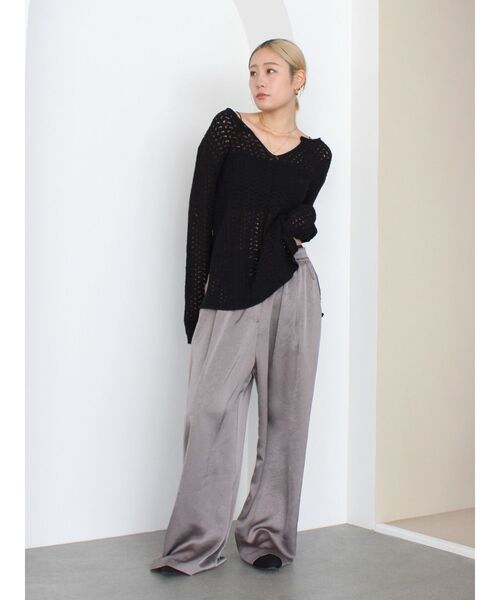 Ungrid(アングリッド)の「透かし編みルーズニット(ニット/セーター・レディース・グリーン/ベージュ/ブラック・FREE)」の17枚目の写真