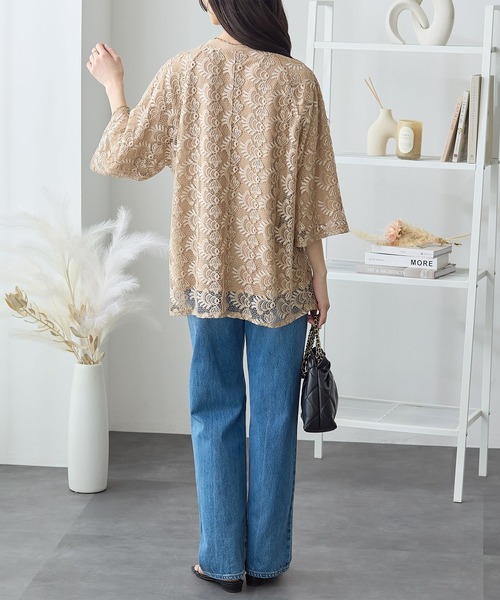 ReDial（リダイアル）の「レース重ねTシャツ（Tシャツ/カットソー・レディース・ブラック/ピンク/ホワイト/モカ・M/L/LL/3L）」の20枚目の写真