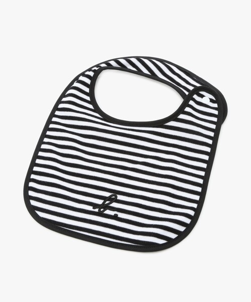 agnes b.（アニエスベー）の「ベビー "b."ロゴ 刺繍 細ボーダー コットン スタイ（スタイ/よだれかけ・キッズ・ブラック・FREE）」の4枚目の写真