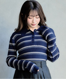 DAESE TOKYO（デセトウキョウ）の「『DAESE TOKYO/デセトウキョウ』レーヨンナイロンボーダーニットポロ（ポロシャツ）」