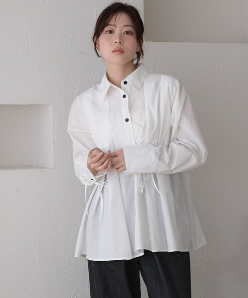 袖リボンプリーツシャツ（チュニック）｜raffime（ラフィミー）の